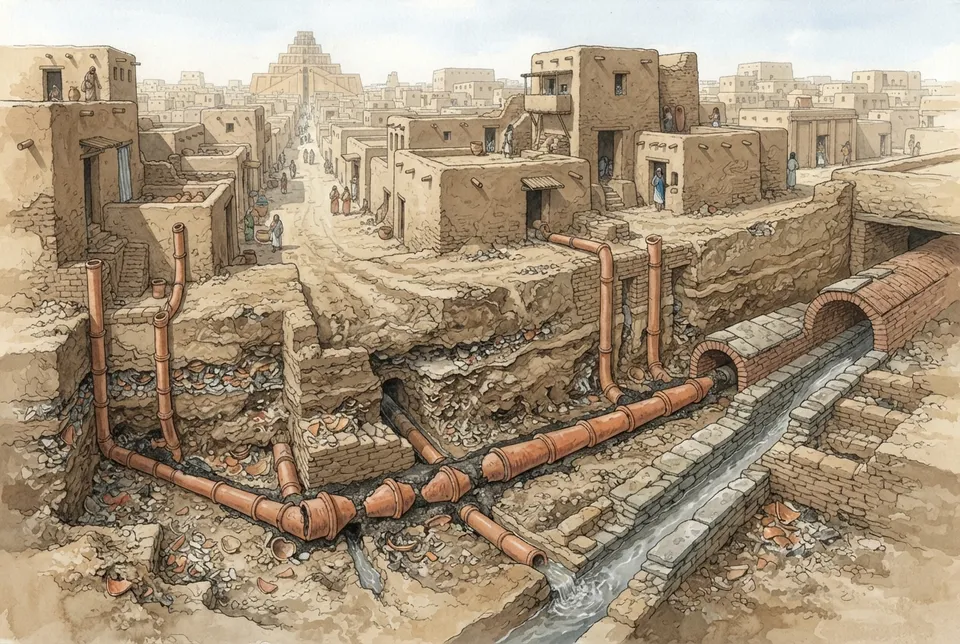 Reconstrucción histórica de sistemas de alcantarillado en una ciudad mesopotámica antigua