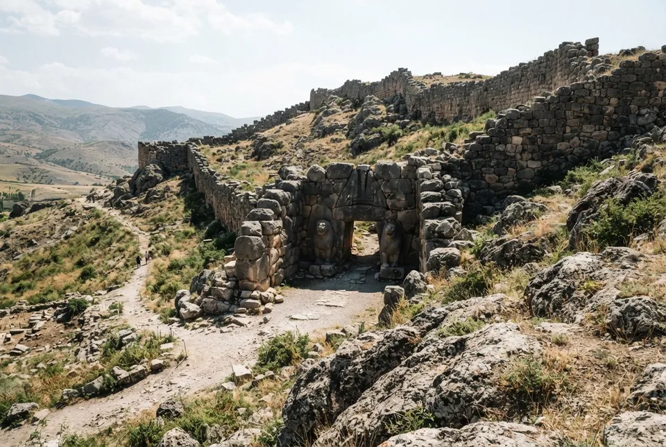 Ruinas arqueológicas de las puertas y murallas fortificadas de Hattusa.